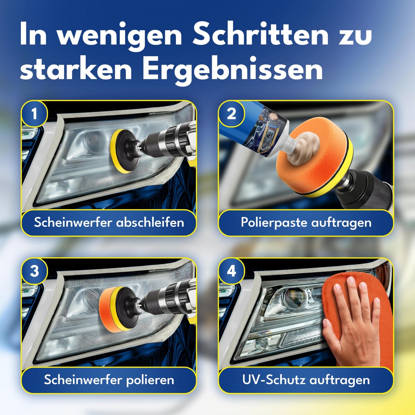 ATG® Headlight Restoration Kit - Universal Car Headlight Polishing Set for dull & hazy headlights - Easy Headlight Restoration - Headlight Repair Kit including microfiber cloths