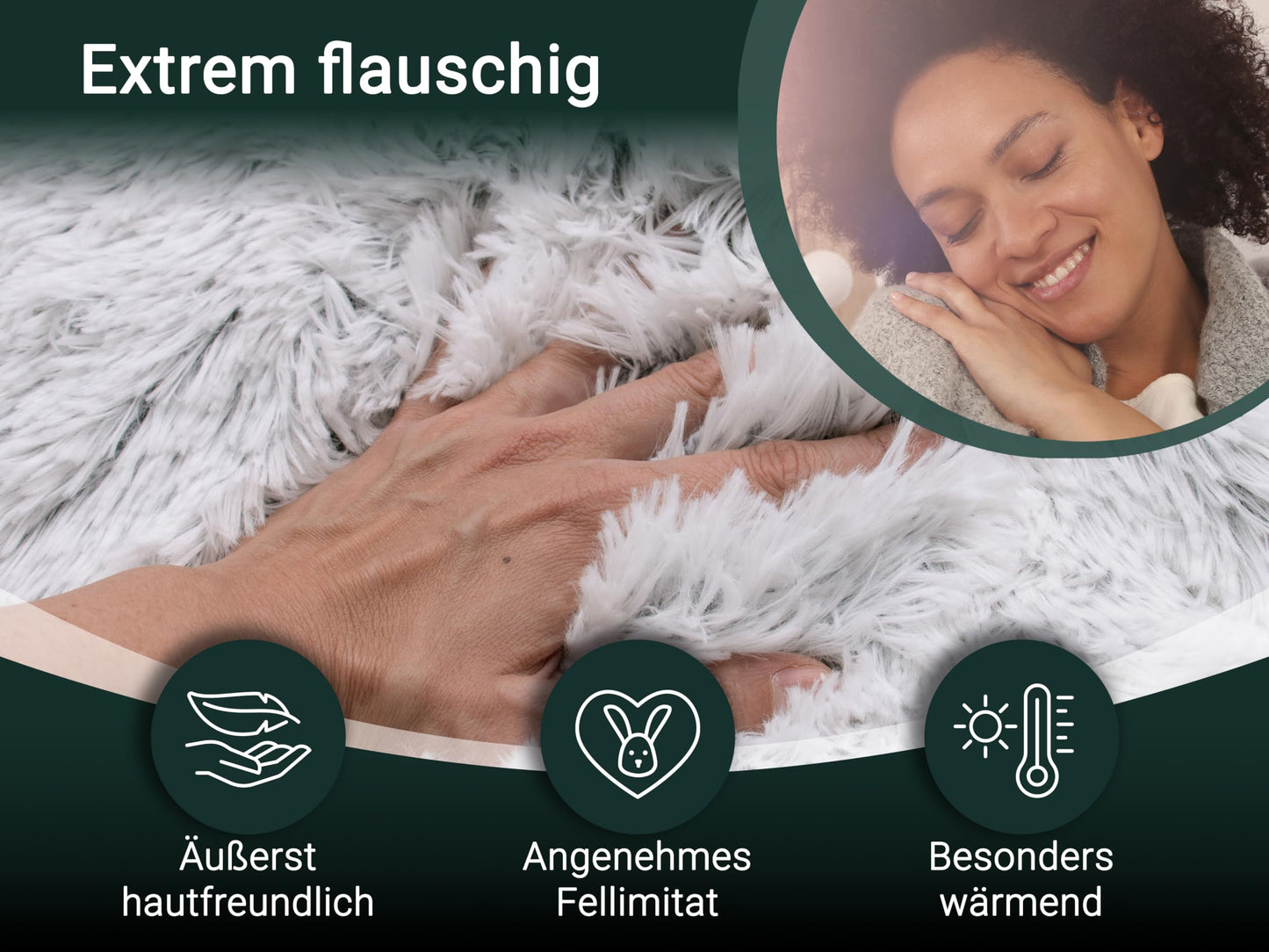 ZOLLNER cuddly blanket in 220x240 cm - cozy and warm throw blanket - washable up to 30°C - white faux fur on grey fleece - hotel quality - Oeko Tex® certified.