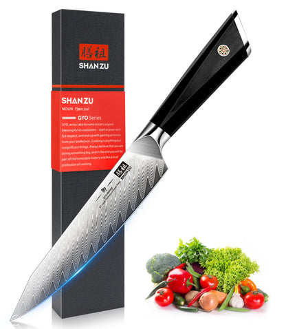 SHAN ZU Damascus Kitchen Knife, Professional Chef's Knife 15 cm, 67-layer Damascus Steel Japanese Steel 10Cr15Mov Professional Kitchen Knife with G10 Handle - GYO Series
