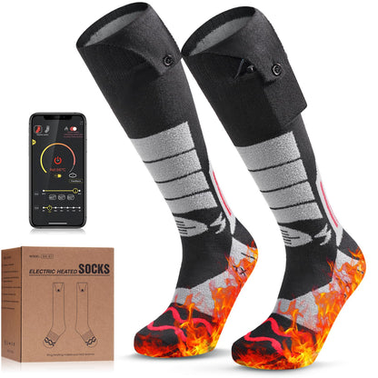 Electric heating socks, 5000mAh rechargeable heated socks with 3 heat settings and APP remote control. 2022 battery heated socks for men and women for hiking, camping, skiing, hunting.