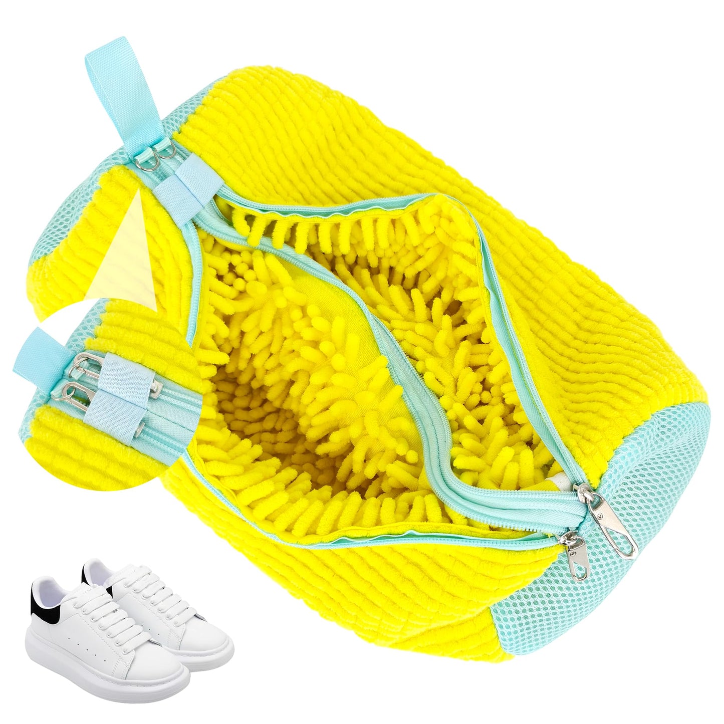 Phone Shoe Bag Washing Machine Shoe Washing Bag, Laundry Bag Shoes Laundry Bag with 360° cleaning fluff and zipper, Shoe Bag for Washing Machine and Dryer