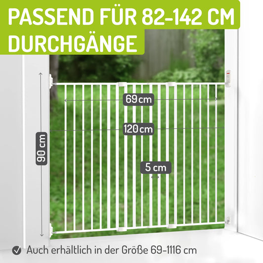 BOMI Stair Gate Maja 69-142 cm | Wall-mounted | Outdoor Baby Gate for the garden | Dog gate and cat gate | Extra wide opening