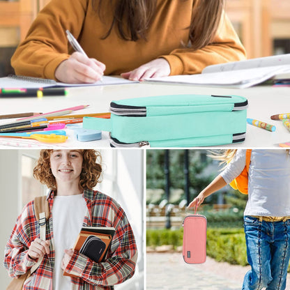 COLOCASTLE Pencil Case Large with 3 Compartments Pencil Pouch for Girls Boys Teenagers School Office (Gray)