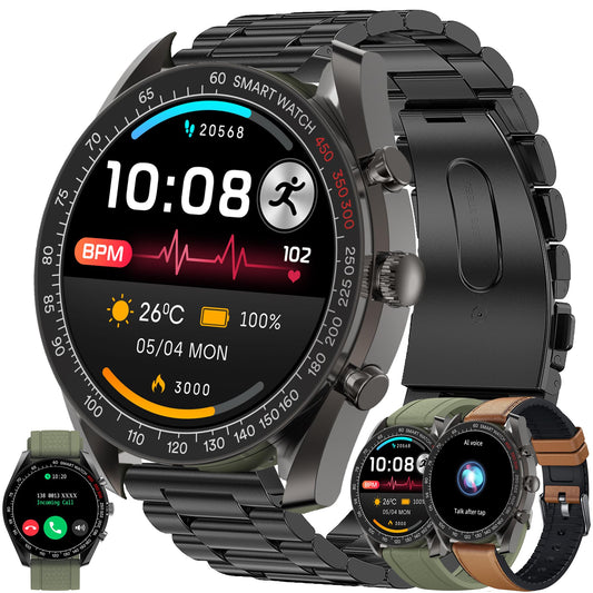 Men's smartwatch with phone function, 1.39" DIY HD full touchscreen watch fitness tracker 123 sports modes activity tracker IP68 wristwatch with sleep monitor pedometer for Android iOS (Black)