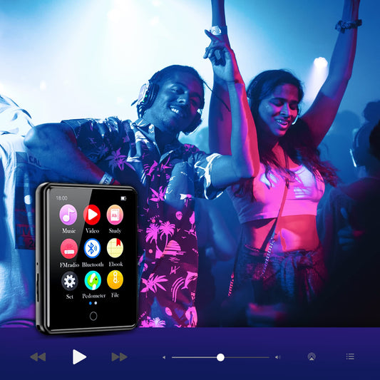 FemKey 32GB MP3 Player Bluetooth 5.2, Small Music Player Portable 2.4" LCD Touchscreen HiFi with Speaker, Voice Recorder, FM, Supports up to 128GB (Headphones+Type-C+AUX 3.5mm+Manual-DE)