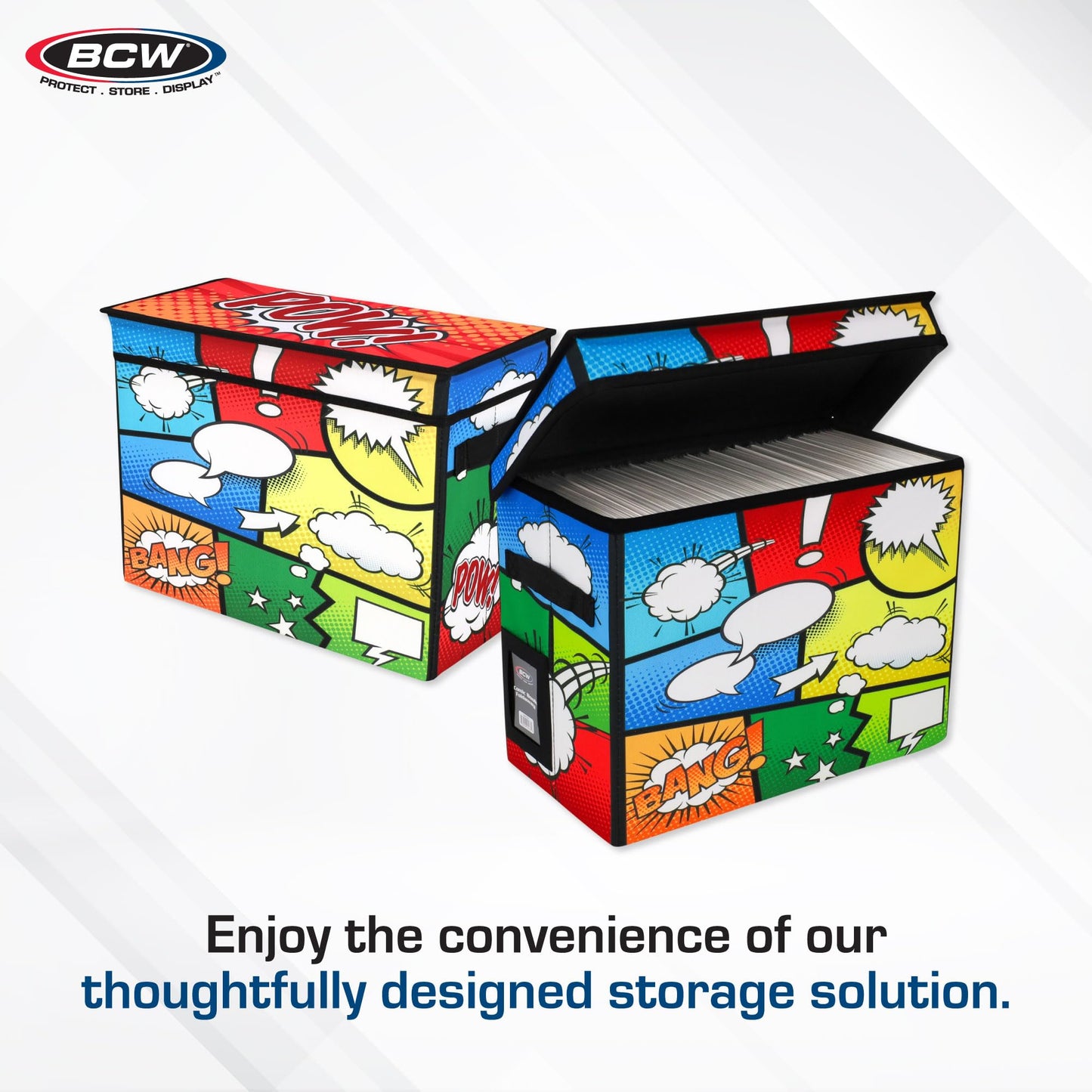 BCW Comic Foldaway | Foldable comic book storage bag for 125-150 comic books | Foldable box for comic books (Single, Pow!)