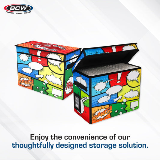 BCW Comic Foldaway | Foldable comic book storage bag for 125-150 comic books | Foldable box for comic books (Single, Pow!)