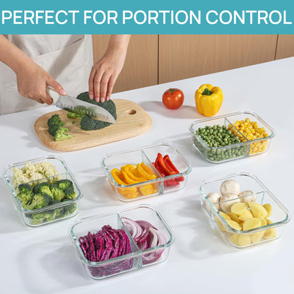 Vtopmart 5Pack 975ml Meal Prep Boxes, Glass Containers with Lid, Glass Food Storage Containers with Lid for Microwave, Oven, Freezer, and Dishwasher.