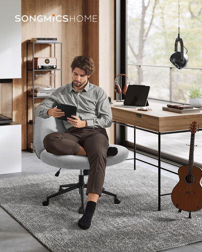 SONGMICS HOME Sewing Chair, Vanity Chair, Swivel Chair without Armrests, Office Chair, wide seat, modern design, with base, adjustable height, rocking function, Dove Gray OBG047G01