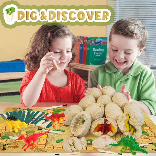 Joozmui Dino Excavation Set for Kids, Dinosaur Egg Toy for Boys Ages 4-10, Figure Gift Children's Toy