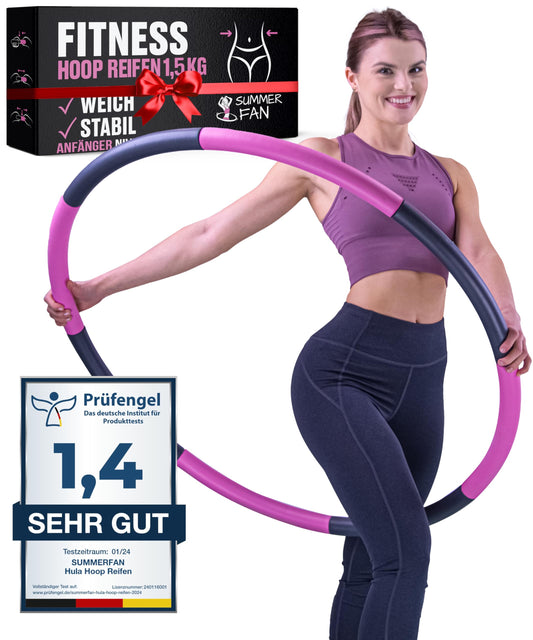 SummerFan Hula Hoop hoop for beginners without waves and bumps [1kg to 1.5kg, 75-100 cm, 6-8 segments] - Hullahub fitness sport for adults to lose weight.