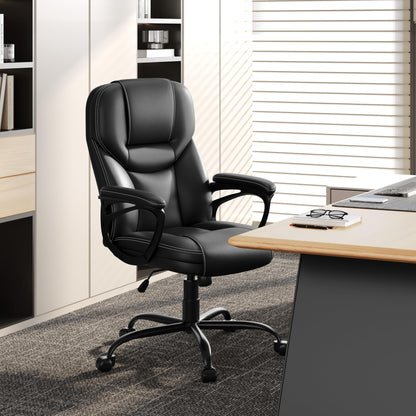 Yaheetech ergonomic executive chair, high back desk chair, computer chair, swivel office chair with padding, adjustable height, black PU leather.