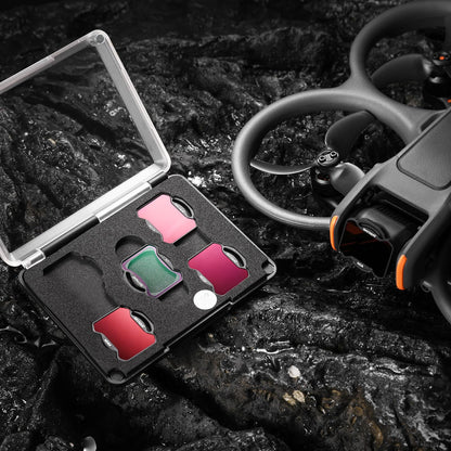 Skyreat Avata 2 ND Filter Set includes 5 filters: UV, ND8, ND16, ND32, ND64. Compatible with DJI Avata 2 Drone. Great accessory for your camera lens.