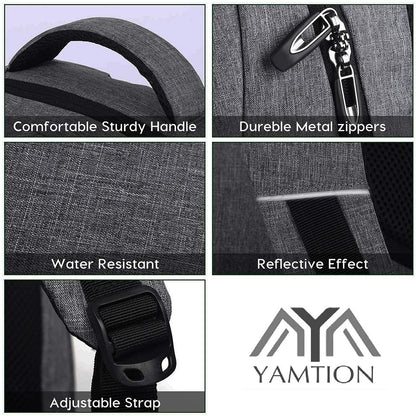 YAMTION backpack for men and women, school backpack for 17.3 inch laptop, waterproof business daypacks for boys and teenagers with USB charging port.