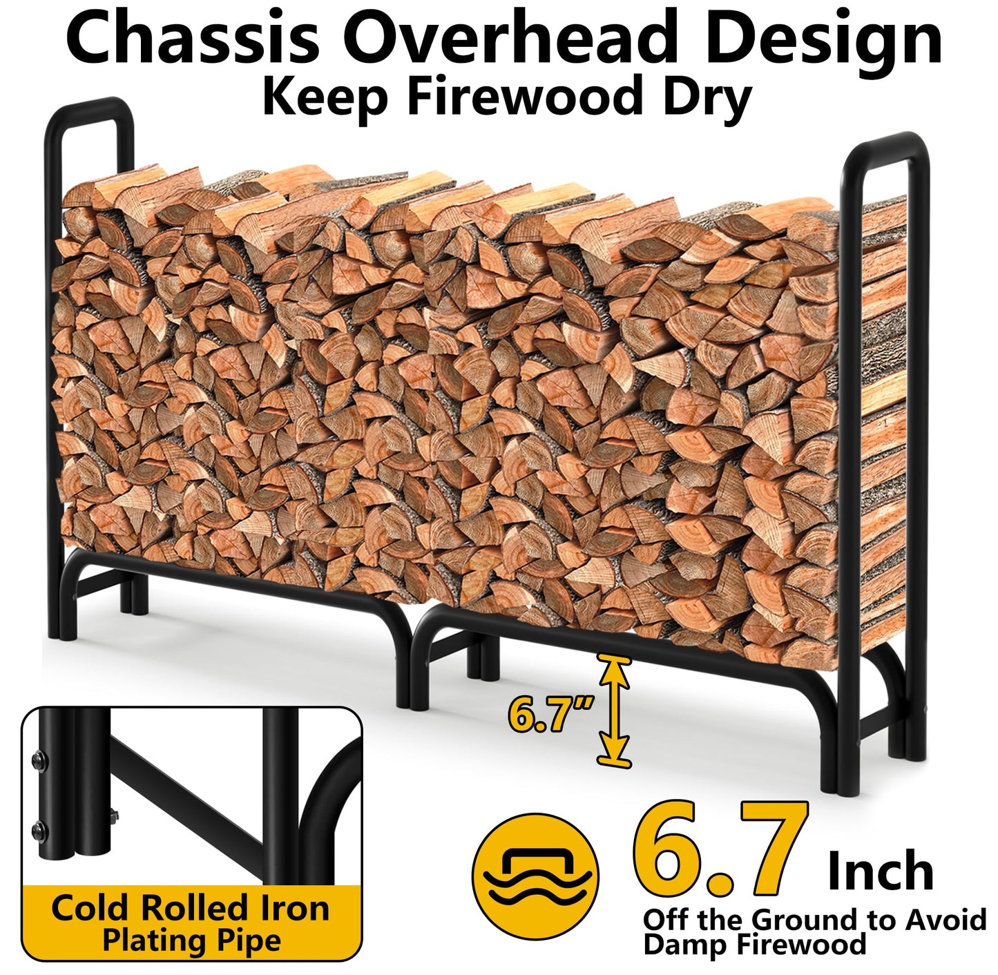 Amagabeli 244cmx61cmx107cm firewood rack Outdoor Wood Rack with Protective Cover Firewood Rack Outdoor Waterproof Firewood Rack Outdoor for Wood Stack Rack Storage Wood Suitable for Patio Storage