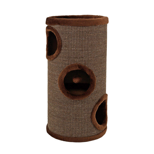 lionto scratching post made of sisal with play ball & plush edge, height 70 cm, stable scratching tree for small & large cats, perfect claw care & entertainment, many hiding places, Ø 36 cm, brown