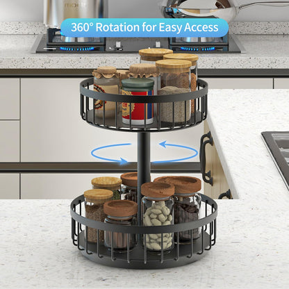 AIRUJIA 360° Rotating Spice Rack Organizer, Metal Sturdy Spice Holder Lazy Susan, Multifunctional Turntable for Kitchen Table Countertop, Cosmetics