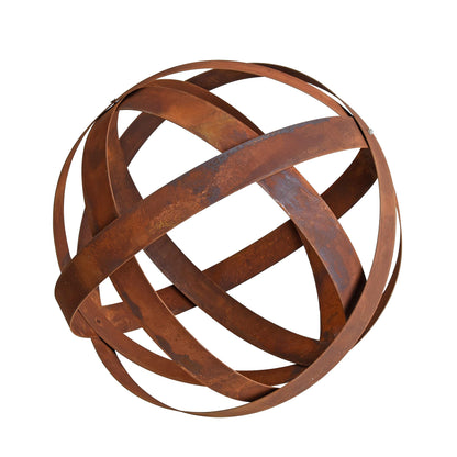 ESTEXO Rusty Decorative Sphere Rust Sphere Garden Sphere Metal Band Strip Iron Garden Decoration Rust Metal 50 cm