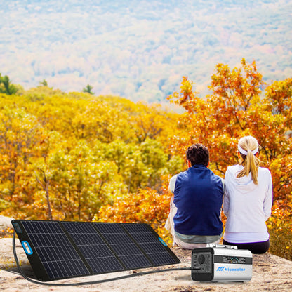 NiceeSolar 200W Foldable Solar Panel IP67 Waterproof Solar Module Foldable Solar Charger with USB-A&C PD 65W for garden balcony, caravan, camping, portable power station, solar generator.