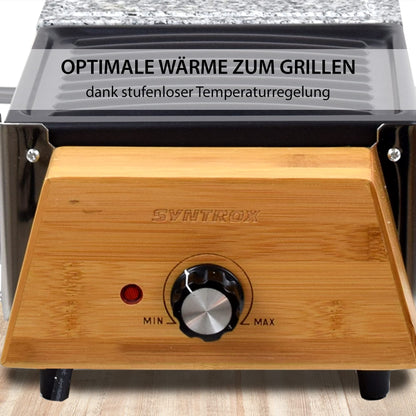 Syntrox Germany RAC-1200W-Murten Raclette in wood design with split plates Hot stone & grill plate, Weight: 7.5 kg