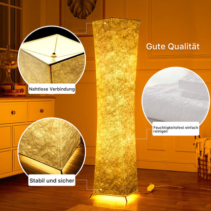chiphy floor lamp, dimmable, 137 cm (S) tall, 3 levels of adjustable brightness, 12 W x 2 LED bulbs, column floor lamp with white fabric shade, for bedroom, nursery