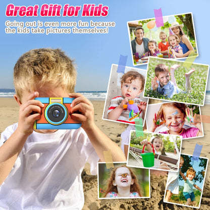 BaFuland kids camera, 2.4-inch screen children's camera, 20MP & 1080P HD digital camera for kids, selfie camera with 32GB card, kids toy gifts for boys & girls aged 3-12 years.