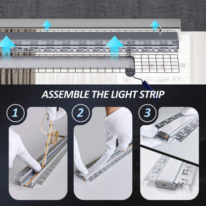 10x LED drywall profile 2M for 20mm LED strips - Aluminum flush-mounted profile for drywall, compatible with Philips Hue & Groove, ceiling wall indirect lighting (LED Drywall Profile -2M, 10)