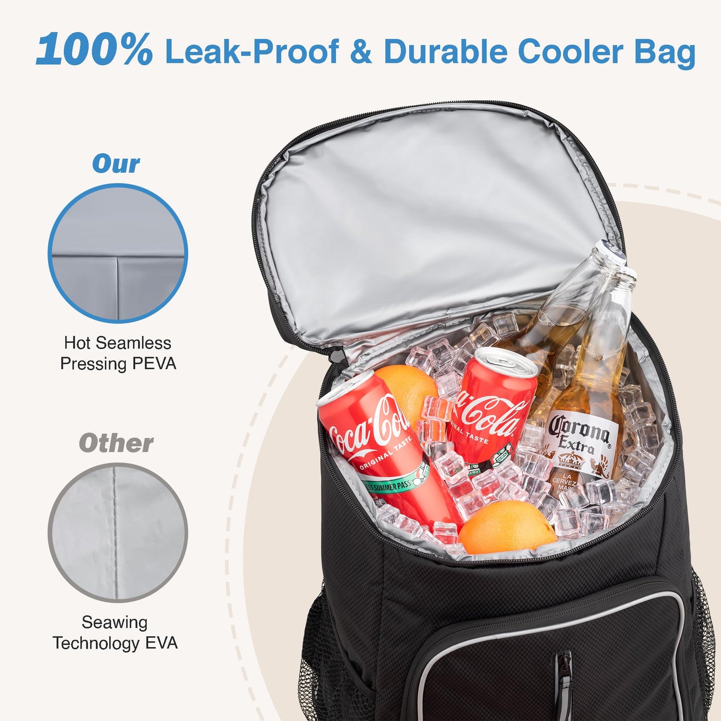 Modux 30L cooling backpack thermal backpack - Insulated cooler bag keeps food hot or cold - Perfect for camping, picnicking, and grilling cooler bag.