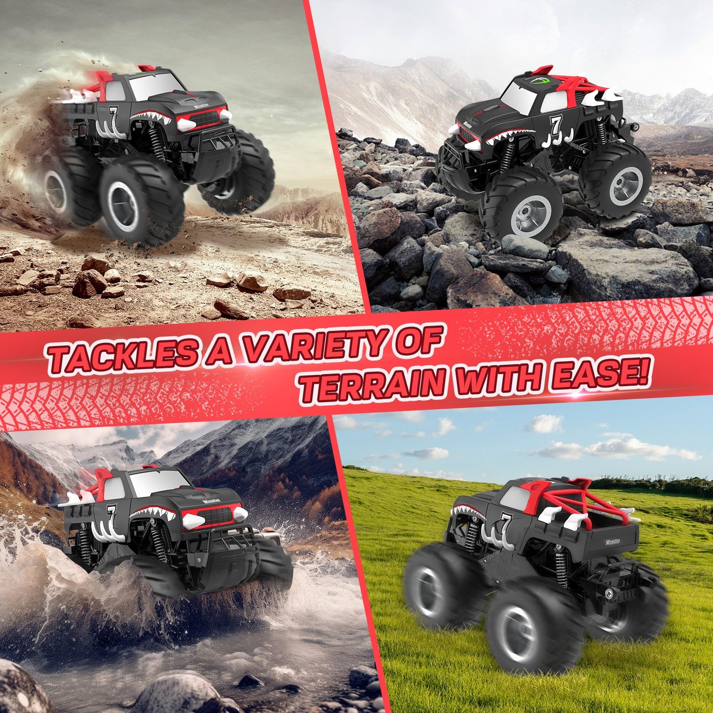 Pmgud Remote Control Car 1:16 Scale, 4WD, Waterproof, All-Terrain, Off-Road, Gift for Children 6+ years old.