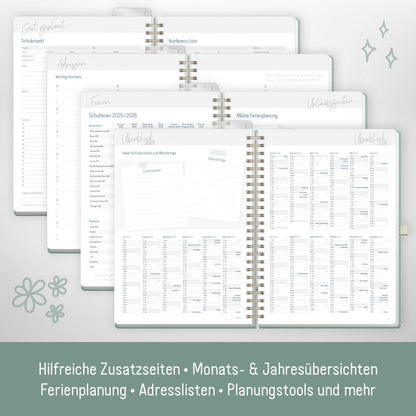 Häfft® Teacher Planner 2025/2026 A4 + Deluxe "Green Canvas" Hardcover Teacher Planner, large school year planner with spiral binding, school planner - sustainable & environmentally friendly.