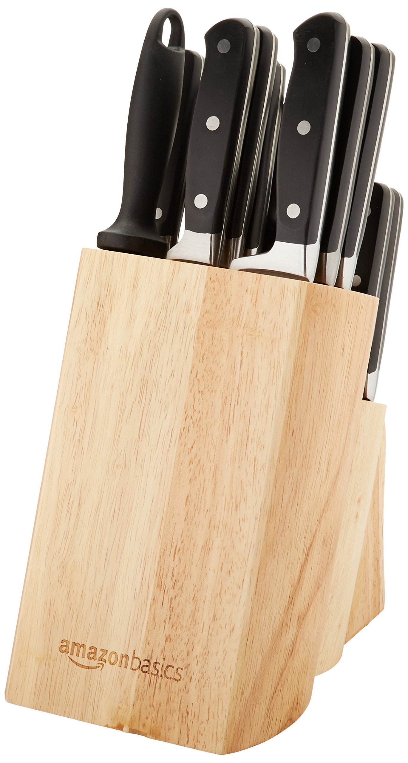 Amazon Basics Premium Knife Block, 18 Pieces, Black