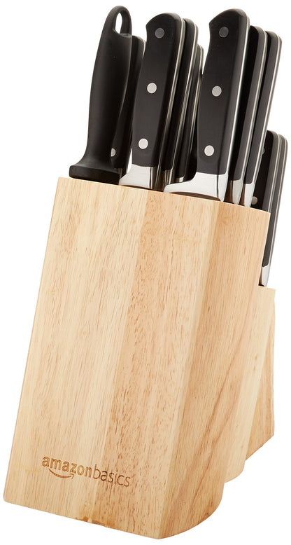 Amazon Basics Premium Knife Block, 18 Pieces, Black