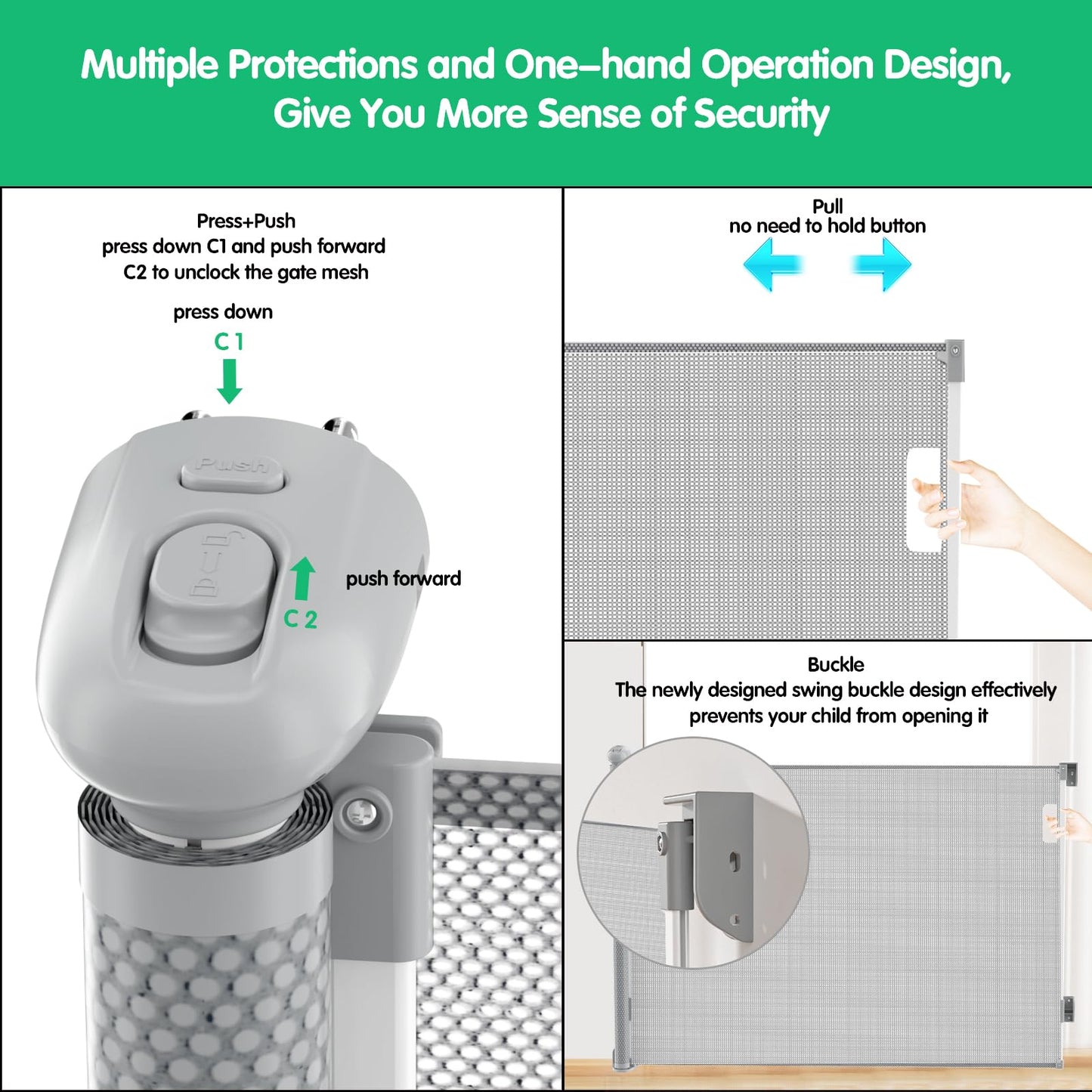 Muaket stair gate/door gate retractable 0-170CM, gray