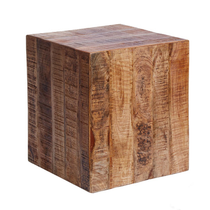 Invicta INTERIOR Solid design side table Factory 40cm mango wood flamed on casters stool wood stool