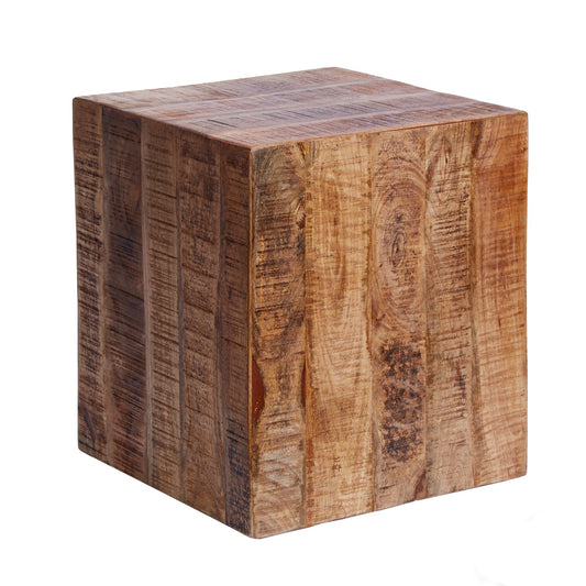 Invicta INTERIOR Solid design side table Factory 40cm mango wood flamed on casters stool wood stool
