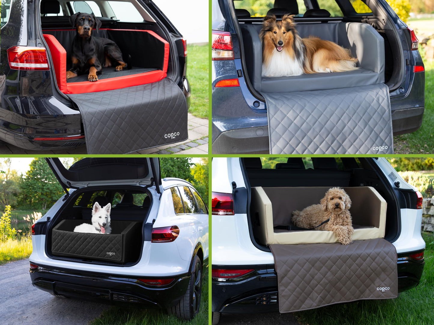 CopcoPet - Travel Bed dog bed for trunk 90x55x38cm faux leather - trunk protection dog water-repellent & scratch-resistant - dog bed car non-slip & sturdy with protective cover - travel bed dog Mocca