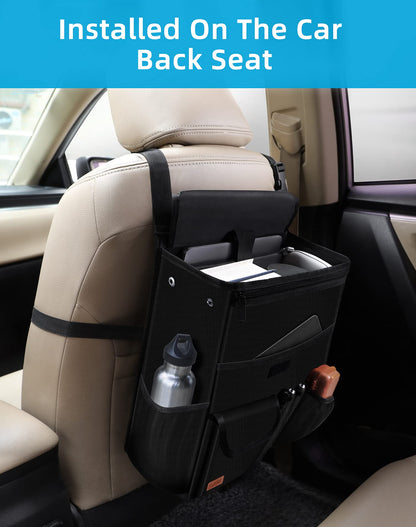 Smof Car Organizer for Front Seat/Passenger Seat, Backseat Hanging Car Seat Organizer for Files, Office Supplies, Backseat Organizer for Kids with Separate Laptop Pocket (Black)