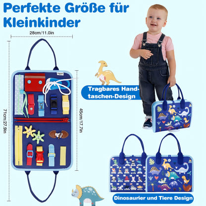 JHkim Busy Board German Montessori Toy for 1 2 3 4 year olds, Gift for Boys & Girls, Children's Learning Activity Board, Kids Motor Skills Toy, Motor Skills Board for Travel/Car/Plane