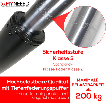 MYNEEED Office Chair Gas Spring - Gas Pressure Spring Load Capacity up to 200 kg - Gas Dampers for Swivel Chair, Executive Chair, Stool, Desk Chair - Gas Spring Column Office Chair, Column Length: 200 mm Black