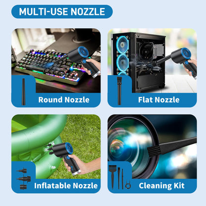 ATEngeus Electric Dust Blower, 6000mAh Air Duster for Computer, Stepless Speed Keyboard cleaner Air Spray, replaces compressed air spray, with cleaning brush.