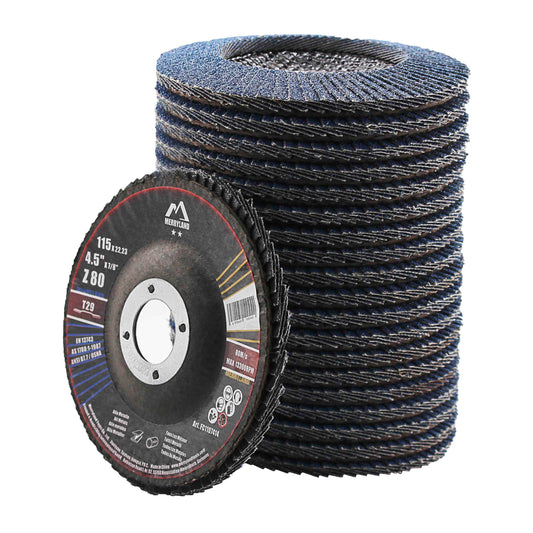 Merryland flap disc 115 steel stainless steel for angle grinder, 115mm 80G T29 flap disc zirconia corundum blue sanding disc 20 pieces, Craft-Line FC1107414-20