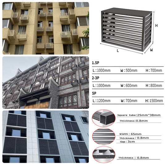 Air conditioning cover, decorative privacy screen, protective grille for air conditioners and heat pumps, aluminum all-weather protection cover, freestanding enclosure for covering trash cans (Color: Blue).