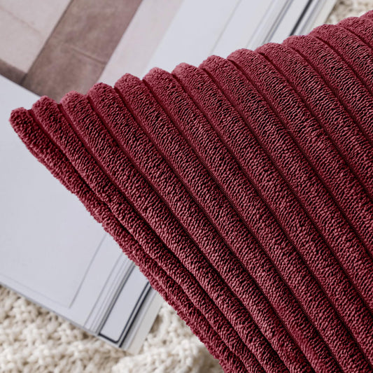 Slozzi 2-piece set corduroy pillowcase wine red 50x50 cushion covers pillow cover decorative pillowcase couch cushion soft for sofa bedroom living room balcony