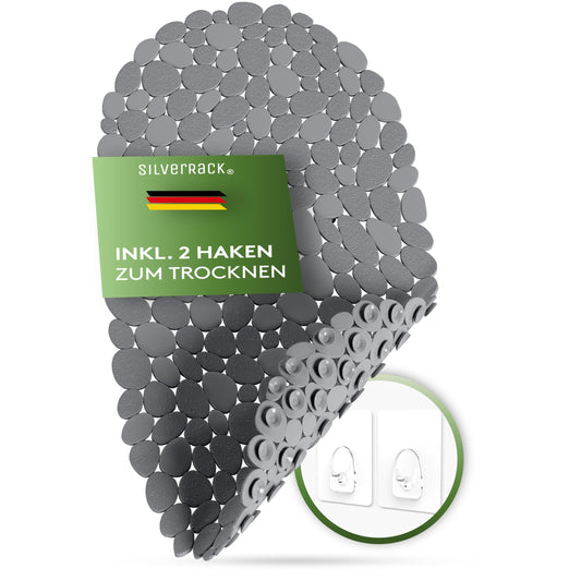 SilverRack bath mat 69x36 cm (anthracite pebble stone look) non-slip bath mat BPA free - shower mat mold resistant & machine washable - non-slip bath mat