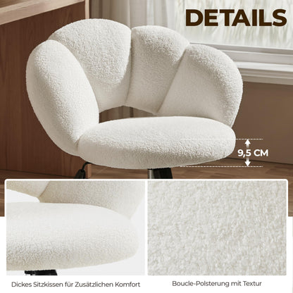 Yaheetech Cloud-shaped Office Chair Ergonomic Desk Chair with up to 136kg Capacity Adjustable Height Computer Chair for Bedroom Office Living Room White