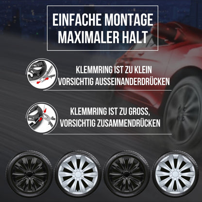 Albrecht 15 inch black wheel caps for steel rims - Delta hubcaps made of high-quality plastic - Durable wheel covers in original Albrecht packaging - Made in EU.