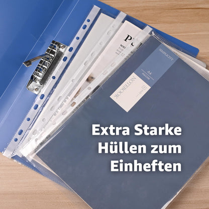 500x premium sheet protectors folder cover transparent in DIN A4 size - clear sleeves with punching holes - plastic covers for filing - sheet protector film & covers