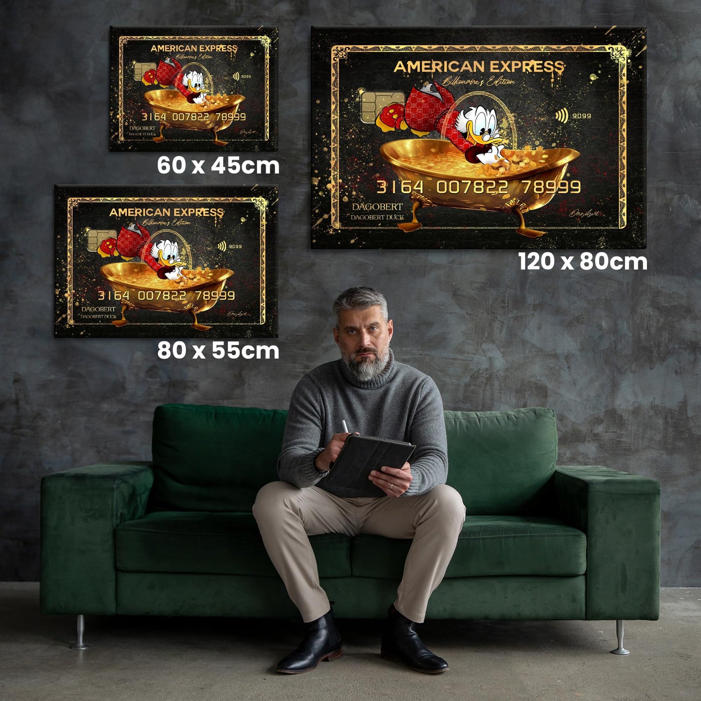 Artmazing | Scrooge McDuck Wall Art | Cool Living Room Wall Art | American Express Image | XXL Wall Art