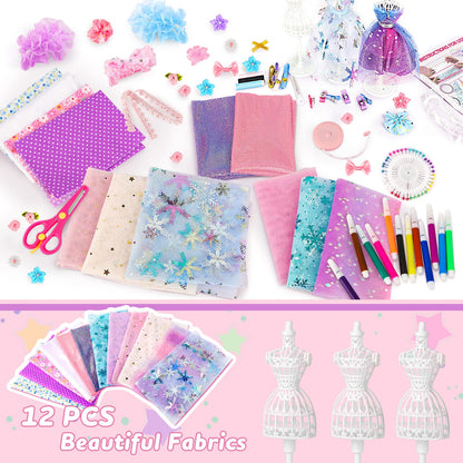 Sanlebi sewing kit for kids aged 8, 9, 10 years, fashion design craft set with fabric, mannequins crafting gifts for girls 8 years +