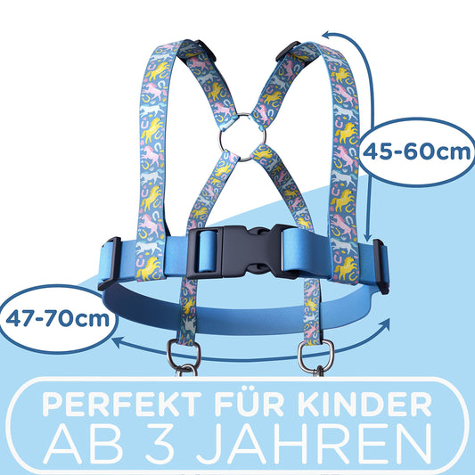 Jubi® Blue Horse Lead for Kids - adjustable for perfect fit and storage bag - horse harness for kids/horse toy...